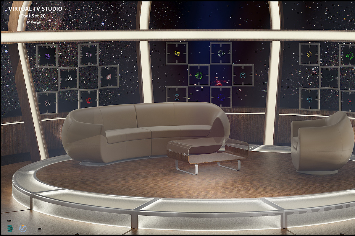 Virtual TV Studio Chat Set 20, an Architecture 3D Model by akerStudio (Photo 8 of 26)