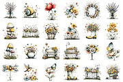Whimsical Summer Garden Watercolor, an Illustration by designcity5 (Thumbnail 2 of 5)
