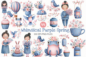 Whimsical purple Spring Clipart, an Illustration by Designworld