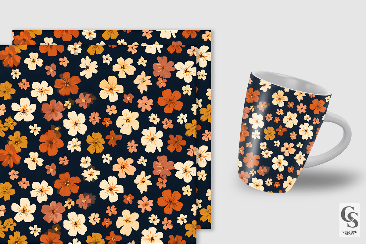 Fall Dark Ditsy Florals Pattern, a Pattern Graphic by Creative Store (Photo 3 of 5)