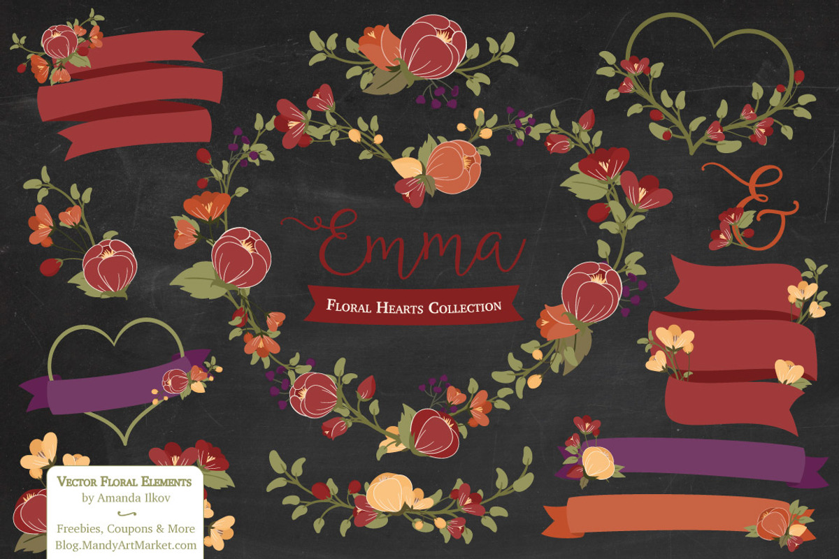 Autumn Floral Heart Wreath Clipart, an Illustration by Amanda Ilkov (Photo 2 of 5)