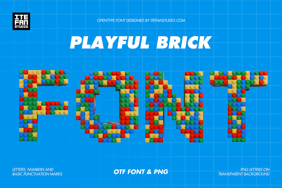 Playful Brick Font, a Sans Serif Font by itefan Studio (Photo 1 of 5)