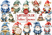 Watercolor Festive Gnomes Collection, an Illustration by Craft Nest (Thumbnail 1 of 6)