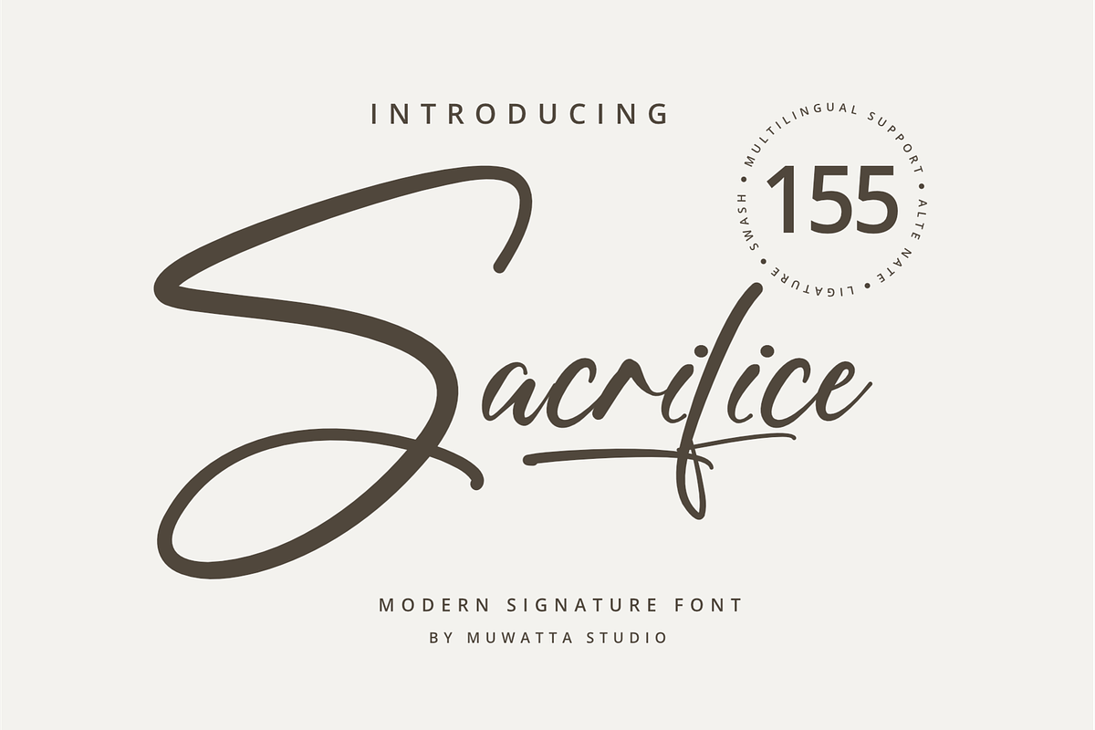 Sacrifice Modern Signature Font, a Script Font by Muwatta Studio (Photo 1 of 10)