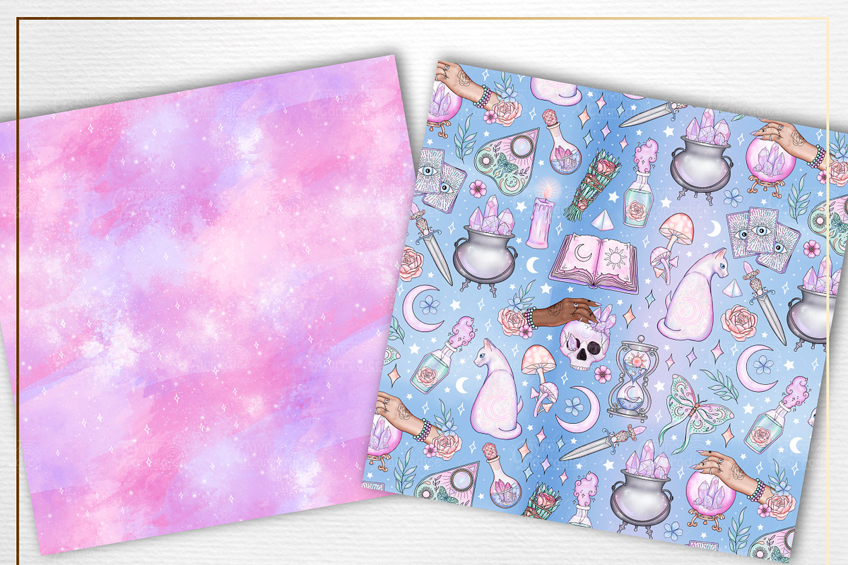 Pastel witch seamless patterns, a Pattern Graphic by Gaynor Carradice Designs (Photo 3 of 7)