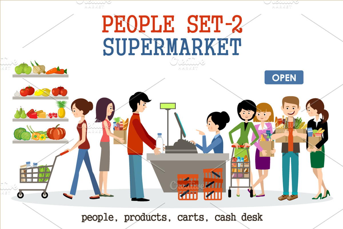 People in a supermarket, a Food Illustration by Gurza SHOP (Photo 1 of 6)