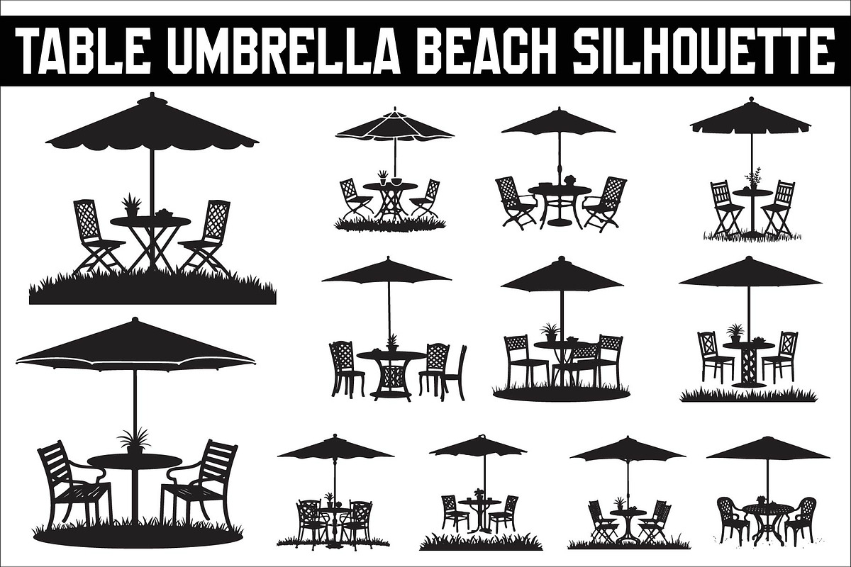 Table Umbrella Beach Silhouette, an Illustration by Amazin_art (Photo 1 of 13)