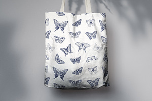 Butterflies Drawing Seamless Pattern