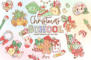 Cute Christmas School Clipart Bundle, an Education Illustration by Huxmay (Thumbnail 1 of 7)