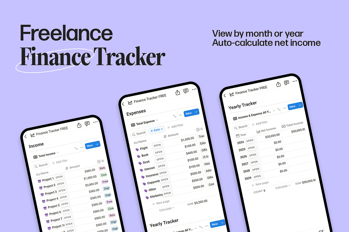 Freelance Finance Tracker Notion, a Marketing Template by TingDesign Studio (Photo 3 of 3)
