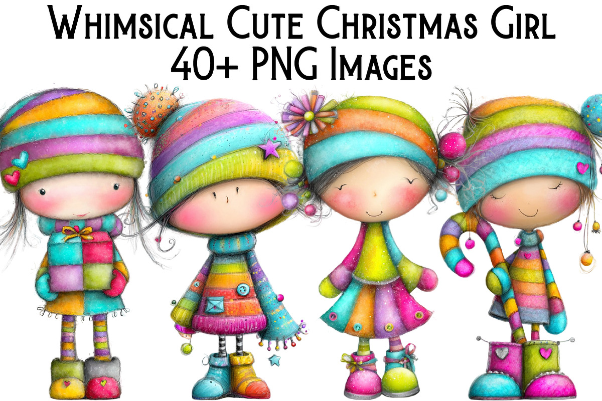 Whimsical Cute Christmas Girl PNG, an Illustration by Pixels.Craft (Photo 1 of 6)