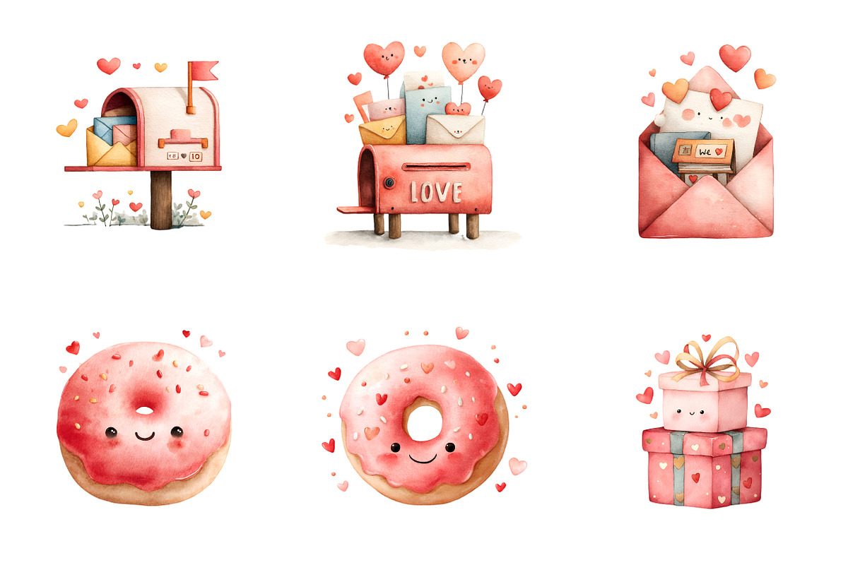 Cute Valentine Clipart PNG, an Illustration by SinaCreation (Photo 5 of 11)