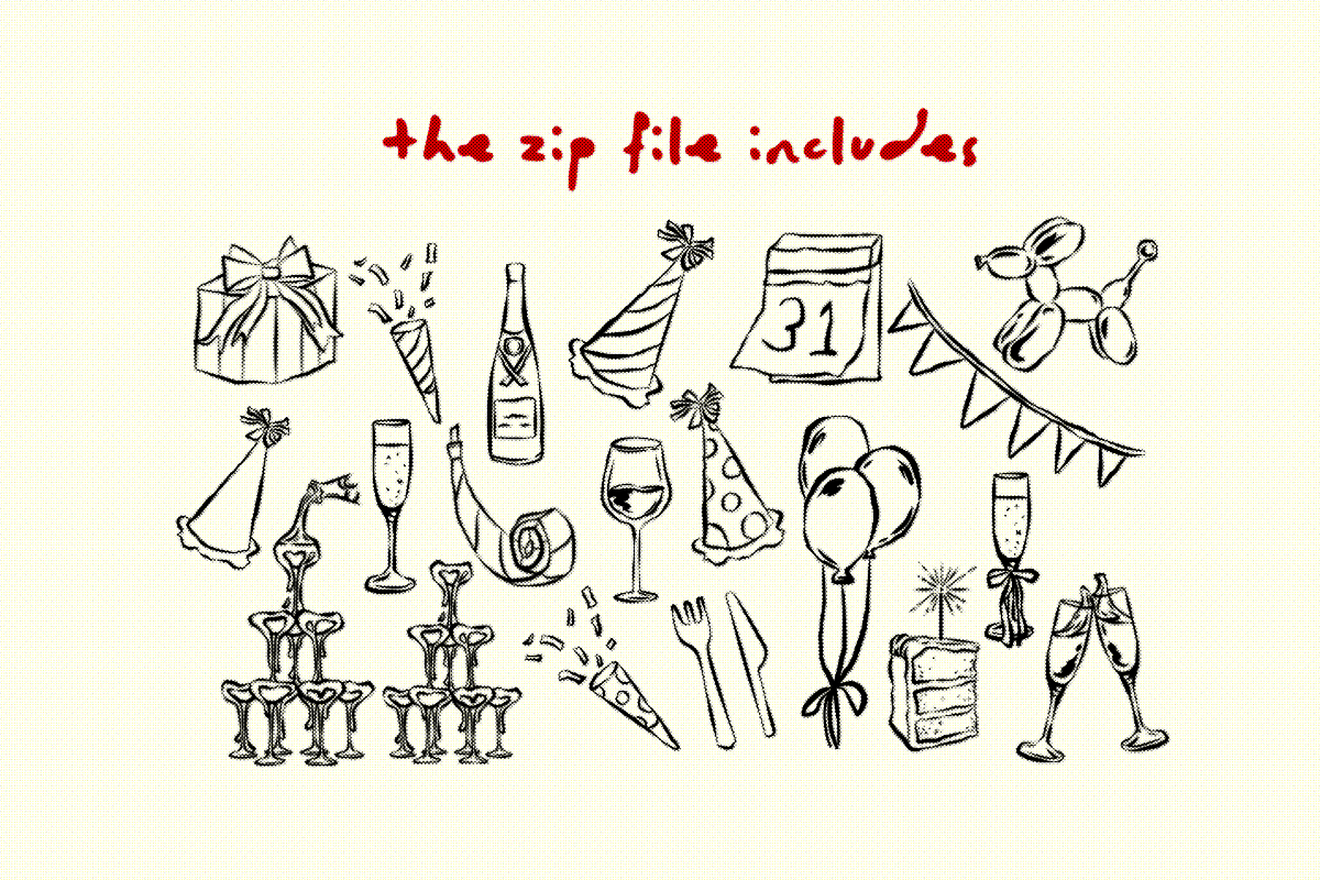 Hand Drawn New Year Whimsical, a Seasonal Illustration by CraftingOnSunday (Photo 2 of 4)