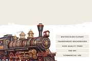 Watercolor Vector Steampunk Trains, a Transportation Illustration by Design Scotch (Thumbnail 6 of 7)
