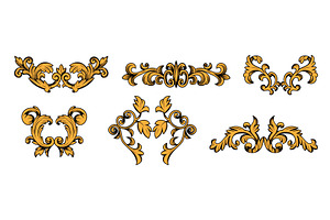 Baroque flourish ornaments set, an Illustration by art PVP - market