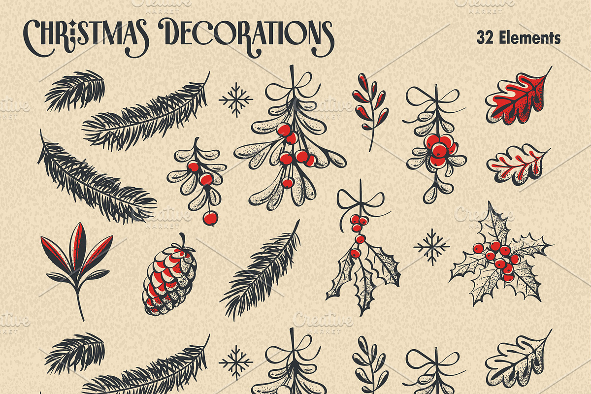 Hand Drawn Christmas Line Art Bundle, a Seasonal Illustration by Nearbirds (Photo 4 of 11)