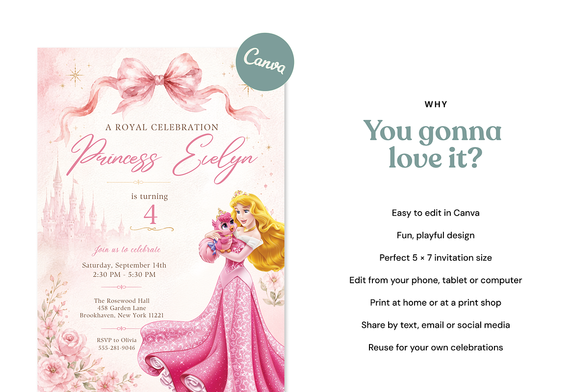 Princess birthday invitation, an Invitation Template by heynomi (Photo 8 of 19)