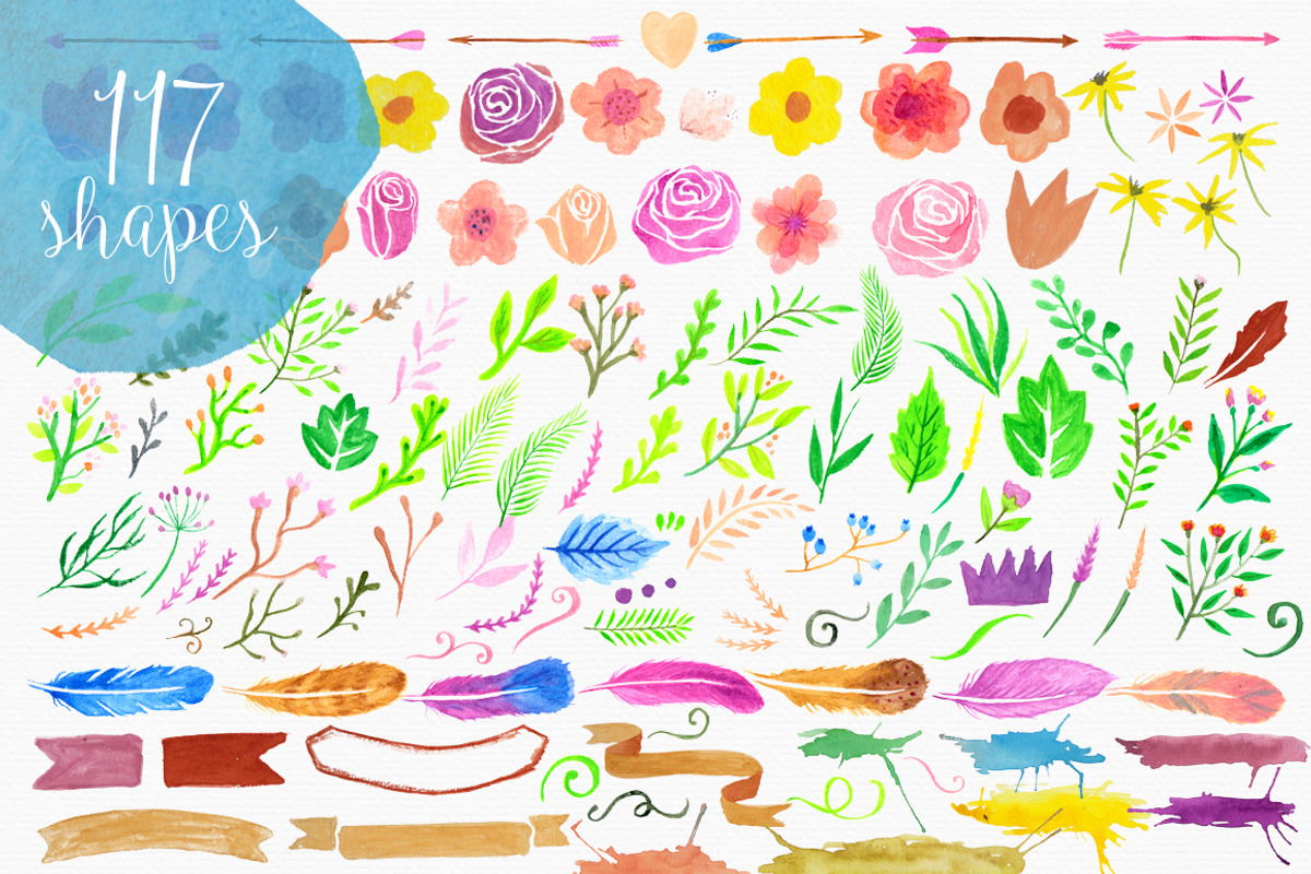 Freehand Watercolor Style Objects, an Illustration by alit design (Photo 4 of 5)