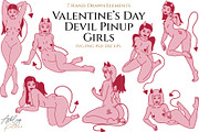 7 Devil Pinup VDay Girls Clipart, a Person Illustration by Ashley Katrina (Thumbnail 1 of 9)