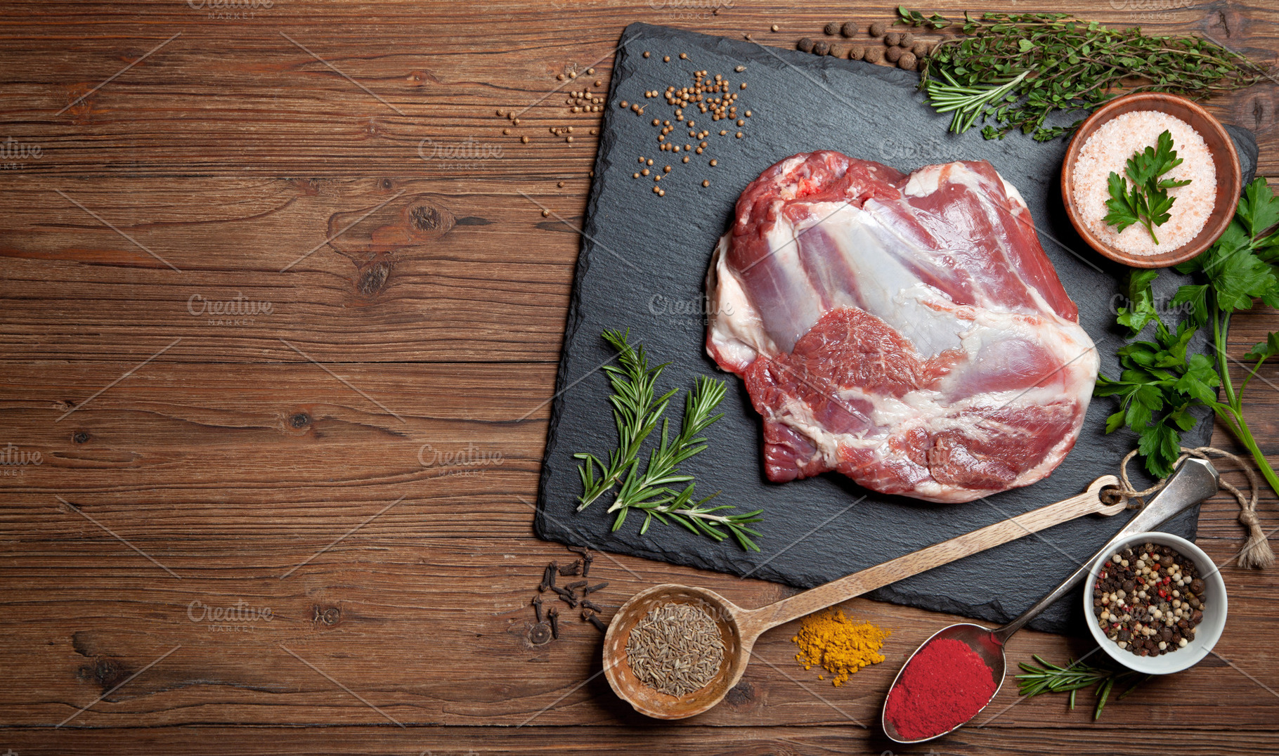 Raw leg of lamb stock photo containing food and meat, a Food & Drink Photo by natashamam