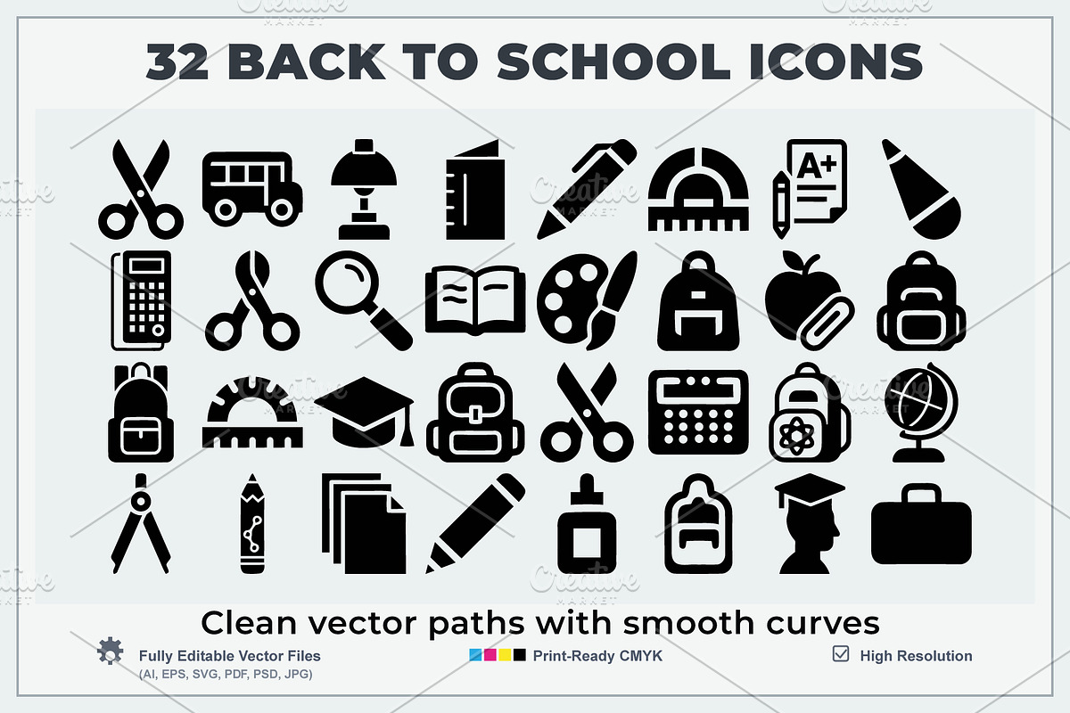 Flat Education Icon Logo Bundle, a Solid Icon by Vectorium Studio (Photo 1 of 2)
