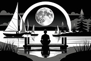 Mindful Lake Meditation Silhouette S, an Illustration by Creativeshirt (Thumbnail 3 of 9)