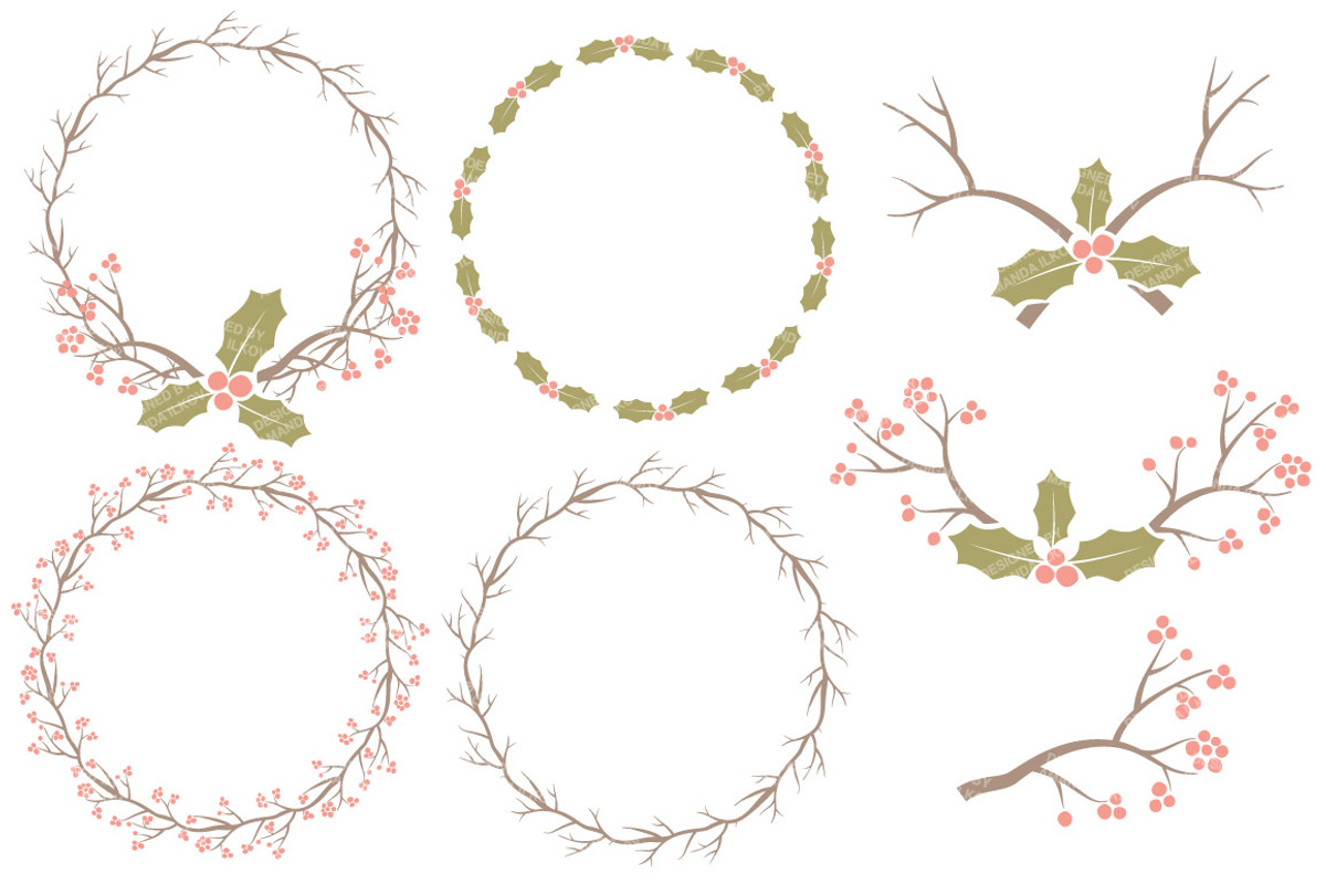 Vintage Christmas Holly & Background, an Illustration by Amanda Ilkov (Photo 3 of 5)
