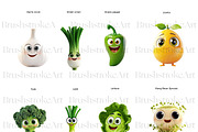 Cute Vegetables Clipart, Cute Carrot, a Food Illustration by BrushstrokeArtGB (Thumbnail 6 of 9)