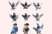 Pigeon PNG Clipart Bundle, a Graphic by M9 Design (Thumbnail 3 of 9)