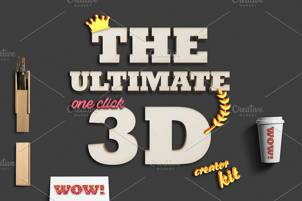 Mega Bundle 250+ 3D Text Styles preview 2