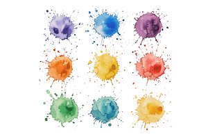Colorful watercolor splatter, an Illustration by piter.goskov