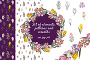 Set of floral elements and wreaths, an Illustration by fiolika (Thumbnail 1 of 13)