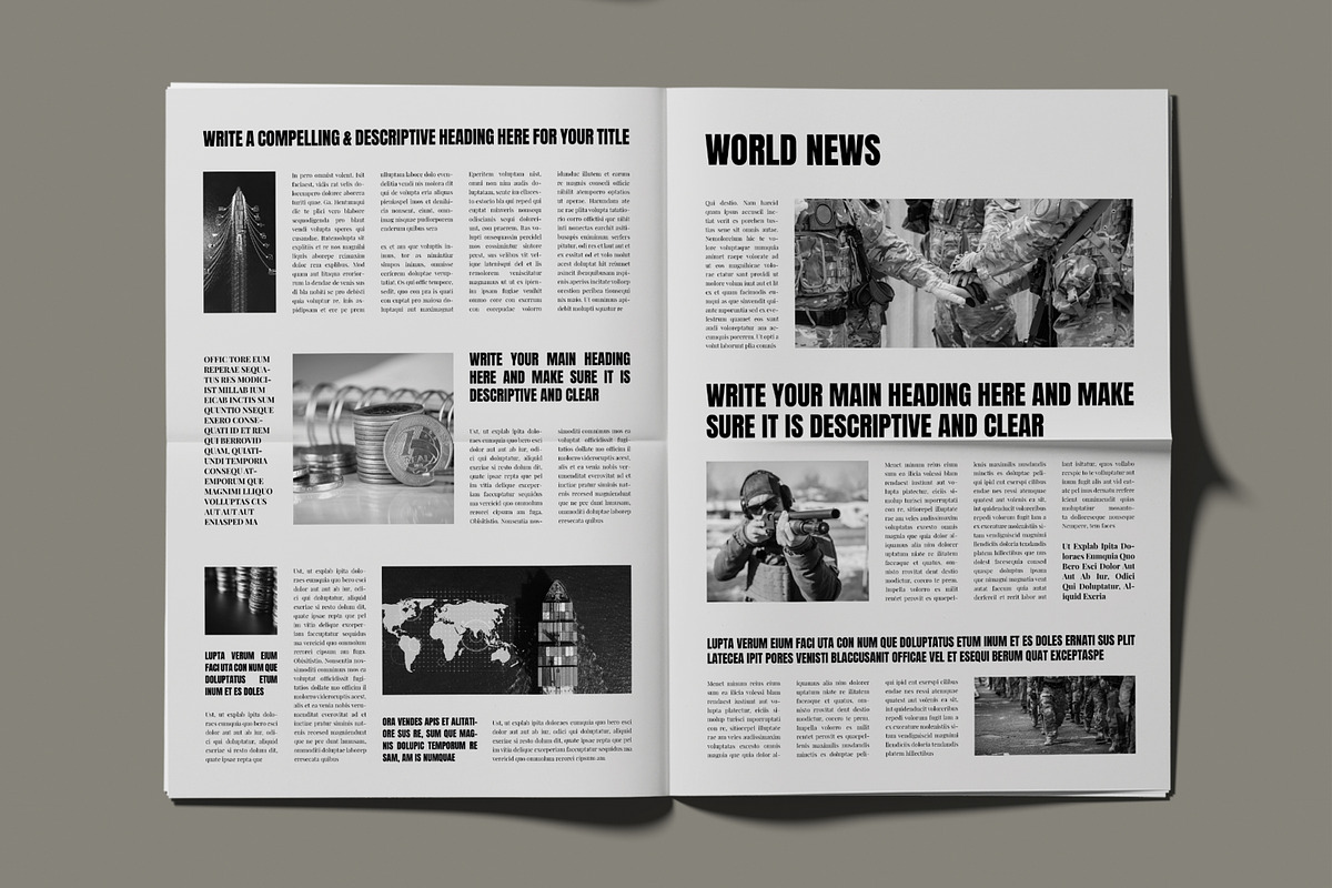 Modern Black and White Newspaper, a Stationery Template by MightyDesign (Photo 4 of 8)