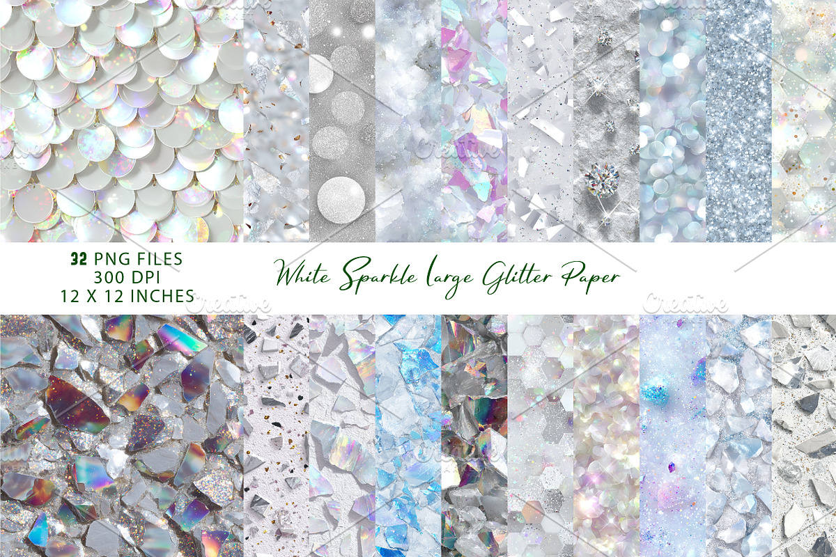 White Sparkle Large Glitter Paper, a Pattern Graphic by CreationArt (Photo 1 of 4)