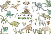 Watercolor Dinosaur Clipart, PNG, an Animal Illustration by PatternPalette (Thumbnail 1 of 3)