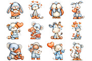 Whimsical Valentine Animals Clipart, a Graphic by CitraGraphics (Thumbnail 2 of 4)
