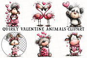 Quirky Valentine Animals Clipart, an Illustration by OK Design (Thumbnail 2 of 6)
