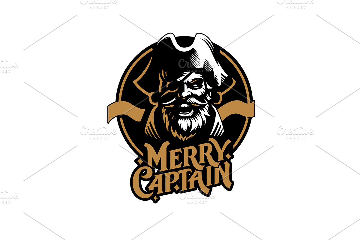 lustrate a emblem-style pirate ship, a Person Illustration by Masterlevsha