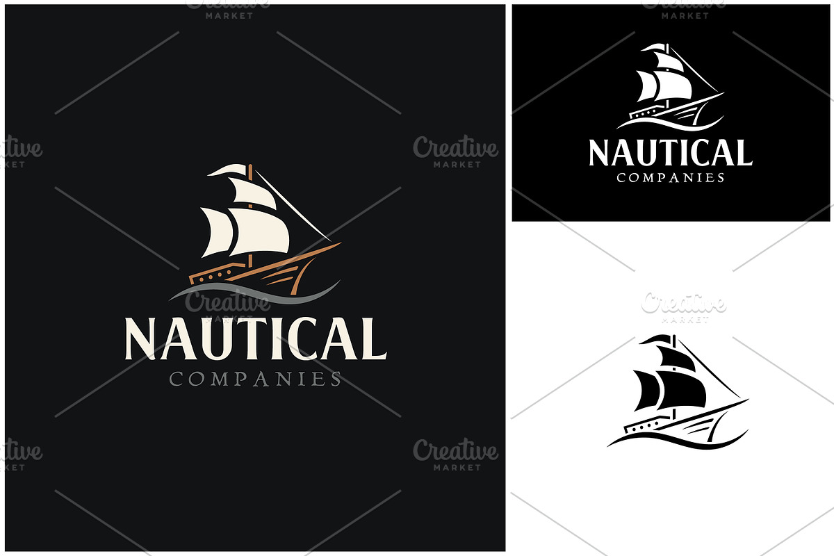 Pirate Ship Boat Sea Ocean Wave Logo, a Branding & Logo Template by Enola99d