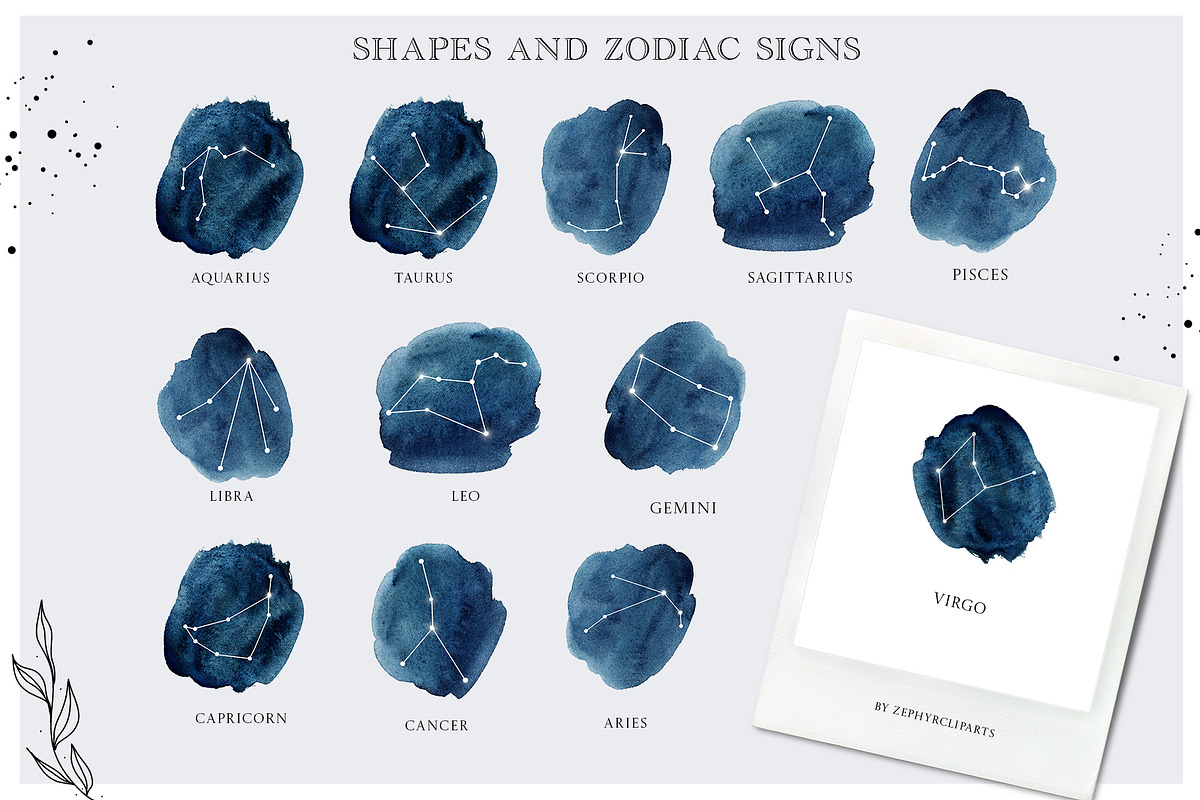 Star Constellation Zodiac watercolor, a Texture Illustration by Velvet Paper Studio (Photo 7 of 9)