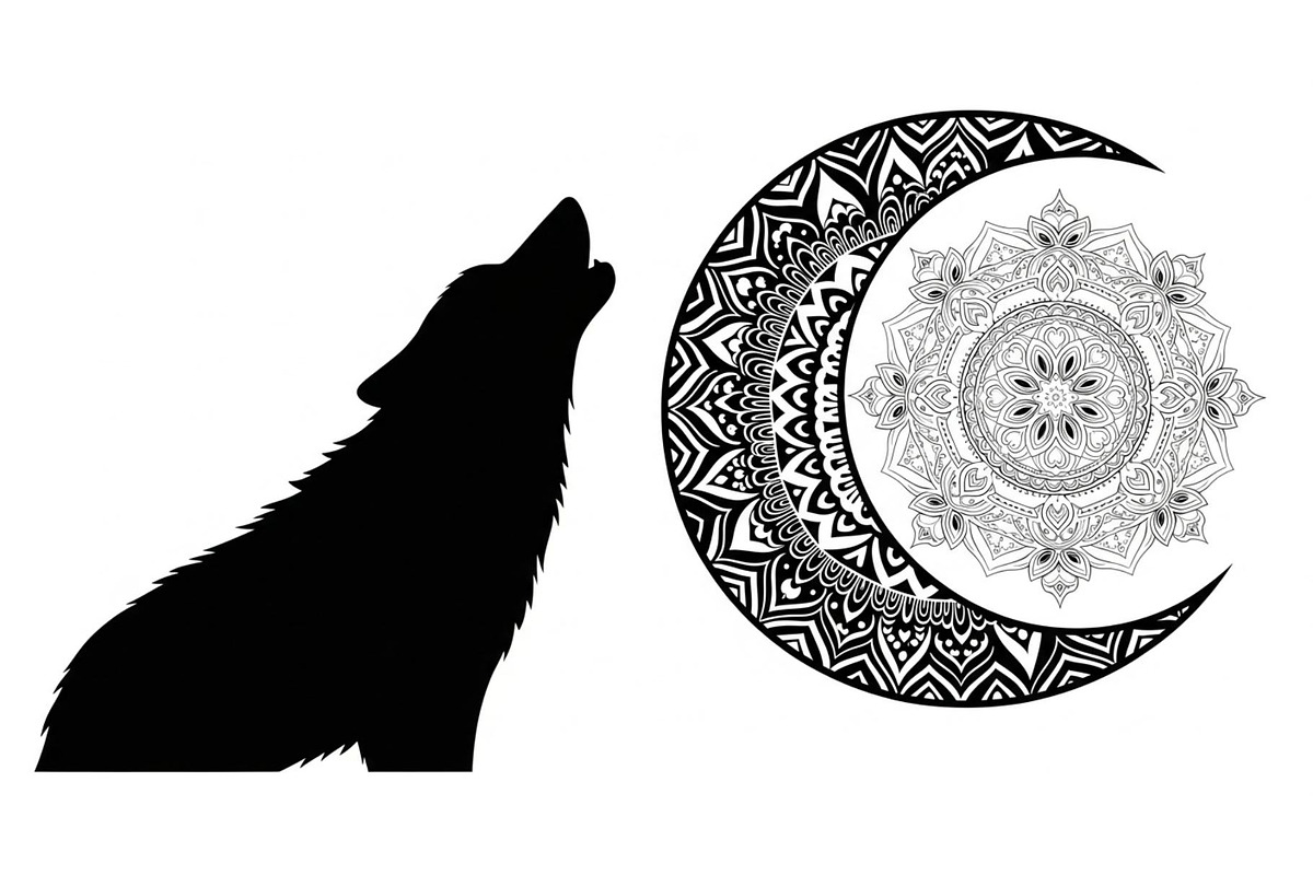 Mandala Moon Wolf SVG Bundle, an Illustration by Gaye Art (Photo 7 of 31)