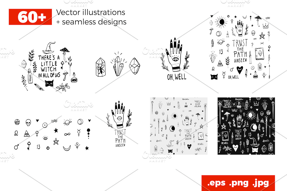 Doodle Witch - Magic Set & Patterns, an Outline Icon by Sopelkin (Photo 4 of 10)