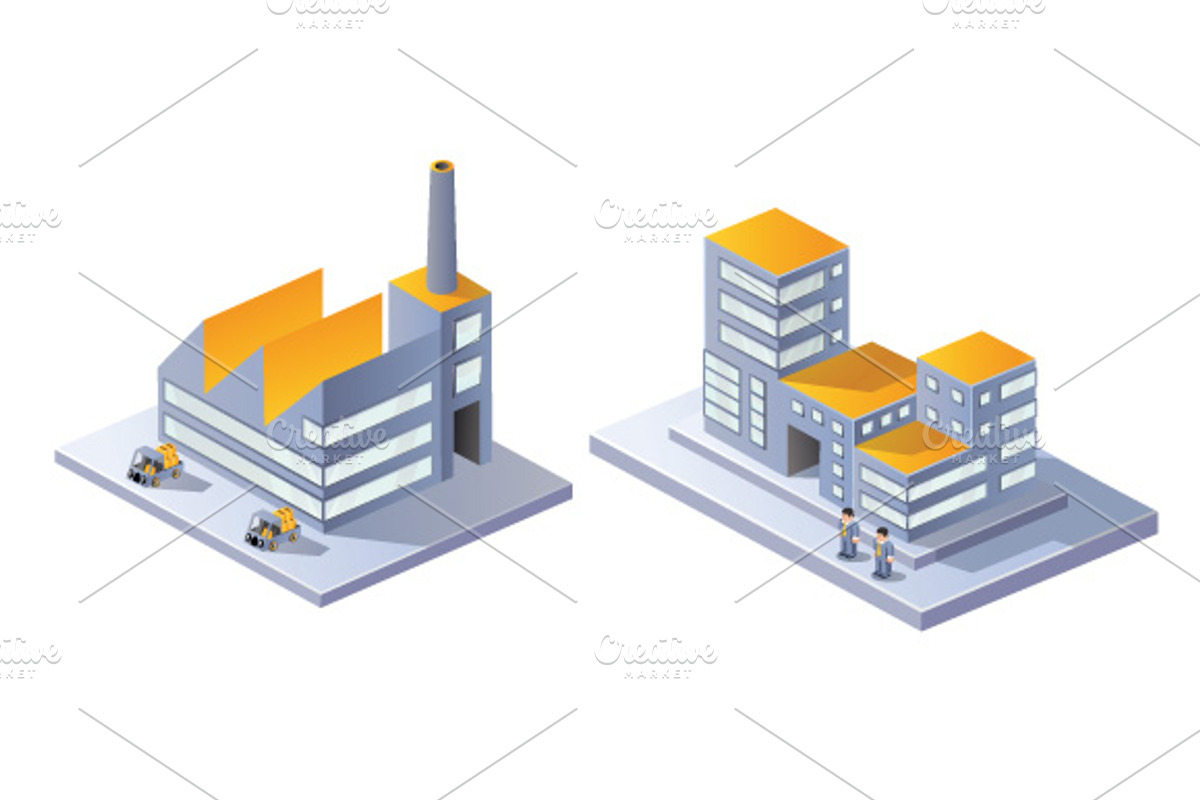 Isometric vector city set preview 5