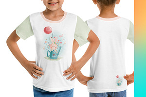 Girl T-shirt 3xMock-ups, a Print Template by Mocca Mockups Store