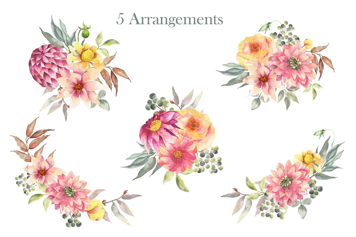 Nadine Watercolor floral collection, an Illustration by ViсkyArtDesign (Photo 2 of 11)