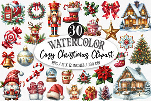 Cozy Christmas Clipart, an Illustration by Designking