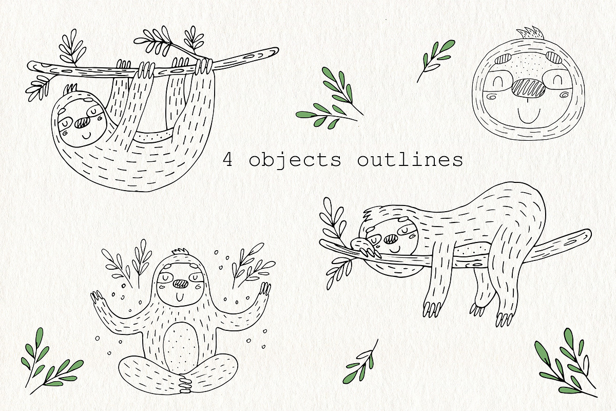 Cute Sloth! Hand drawn., a Background Graphic by Irene_Boiko_ART (Photo 5 of 8)
