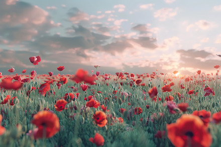 Red poppy flowers on field, a Nature Photo by AlyaAnd