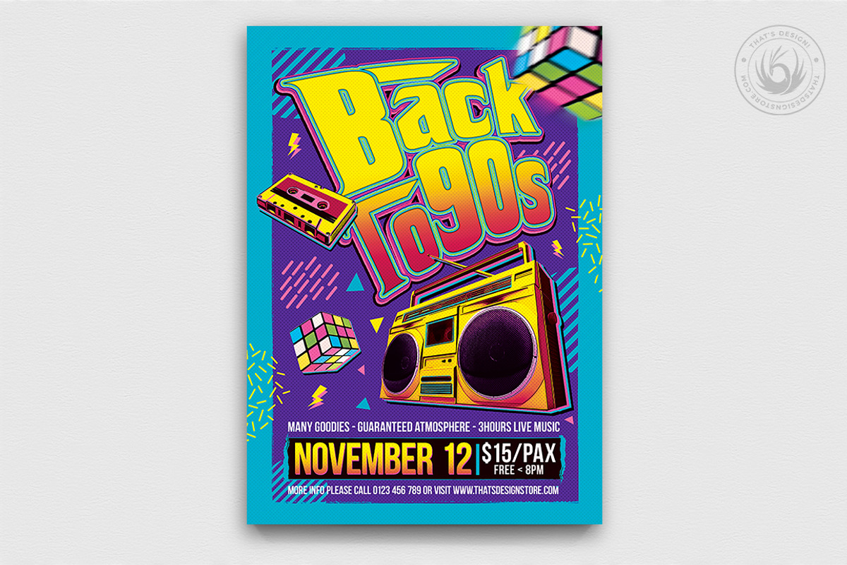 Back to the 90s Flyer Template, a Flyer Template by ThatsDesignArt (Photo 1 of 8)