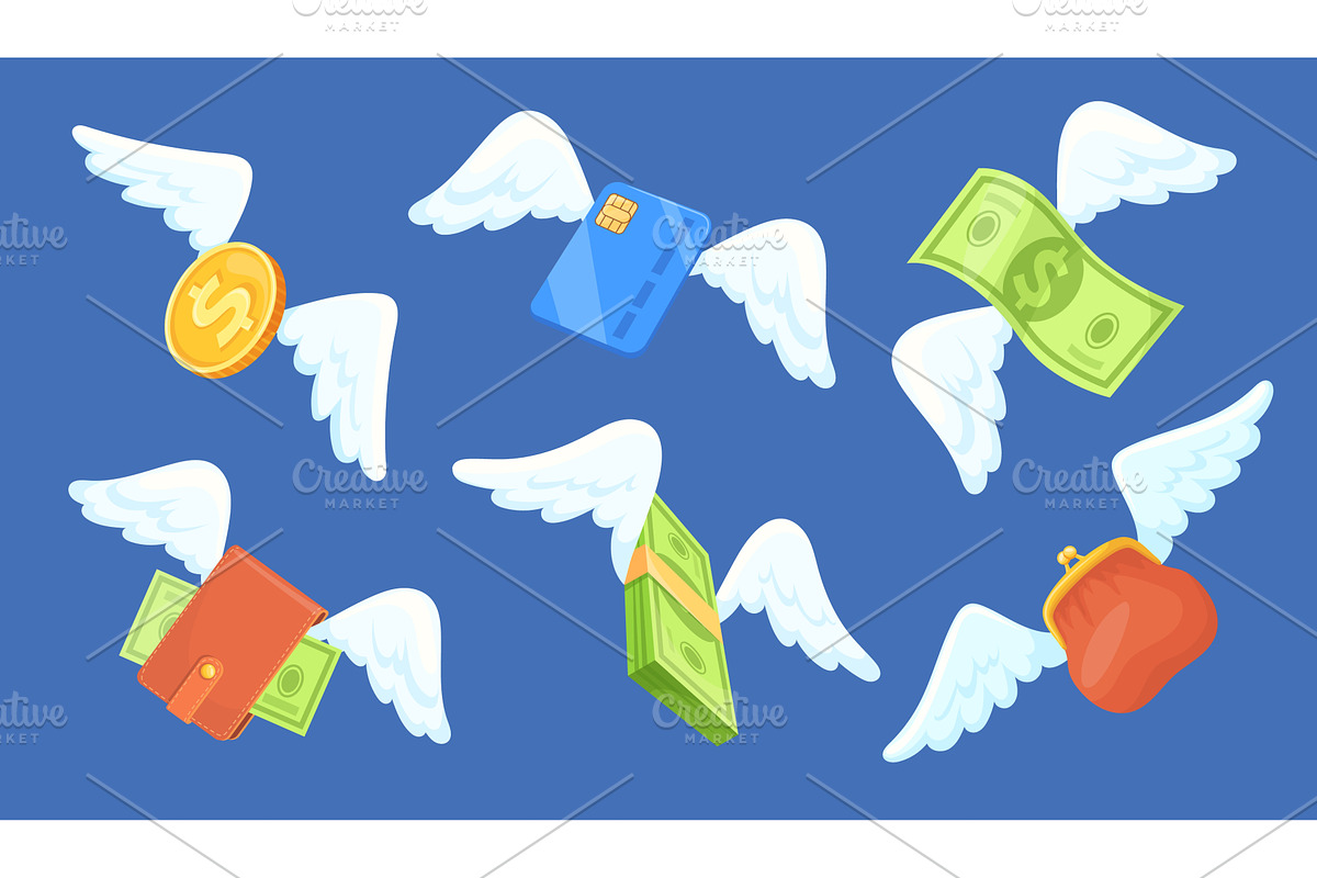 Money wings. Dollar bill banknote, a Finance Illustration by Stock-Smart-Start